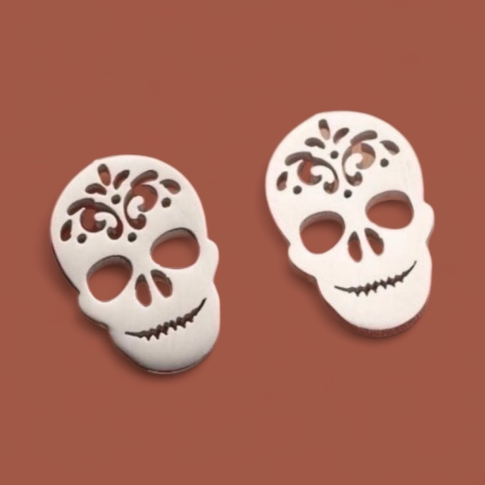 ✅NEW✅ Stainless Steel Sugar Skull Earrings (Silver)